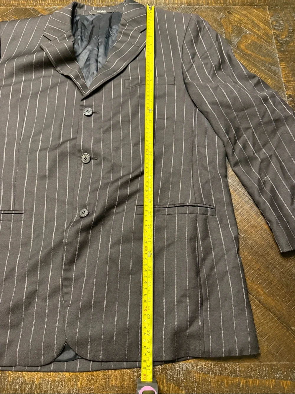 Versace Black Pinstripe Suit Jacket